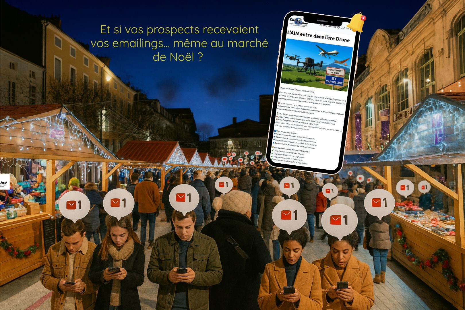 📩 Et si vos prospects recevaient vos emailings… même au marché de Noël ? 📩